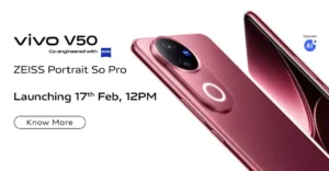 Vivo V50 5G amazing शानदार 120Hz AMOLED डिस्प्ले, 50MP ट्रिपल कैमरा और 6000mAh बैटरी से लैस।